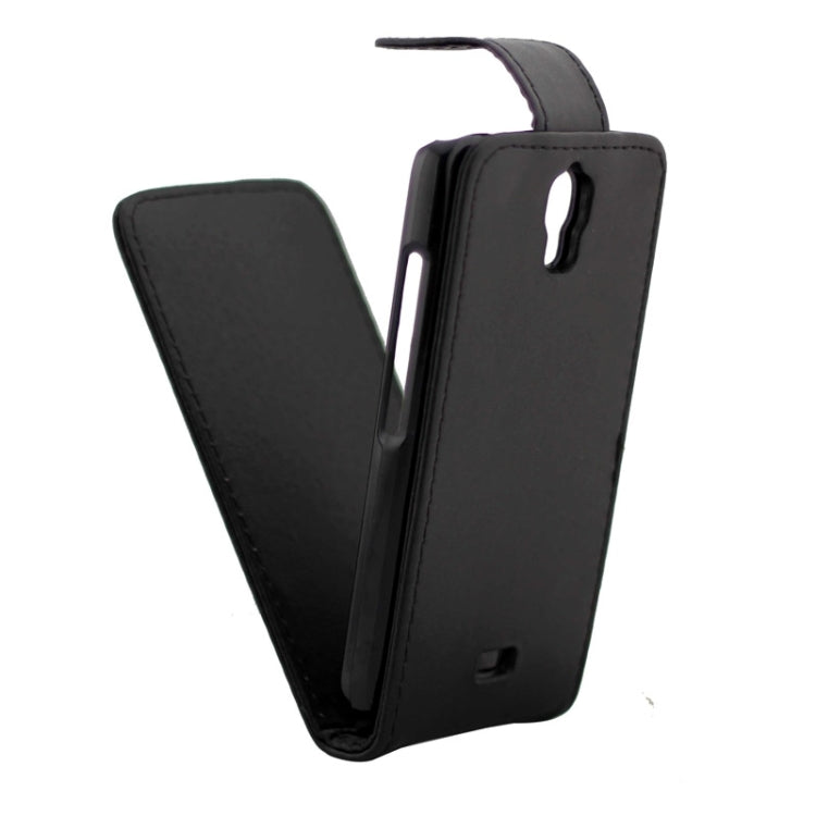 Vertical Flip Magnetic Button Leather Case for Huawei Ascend Y360(Black)