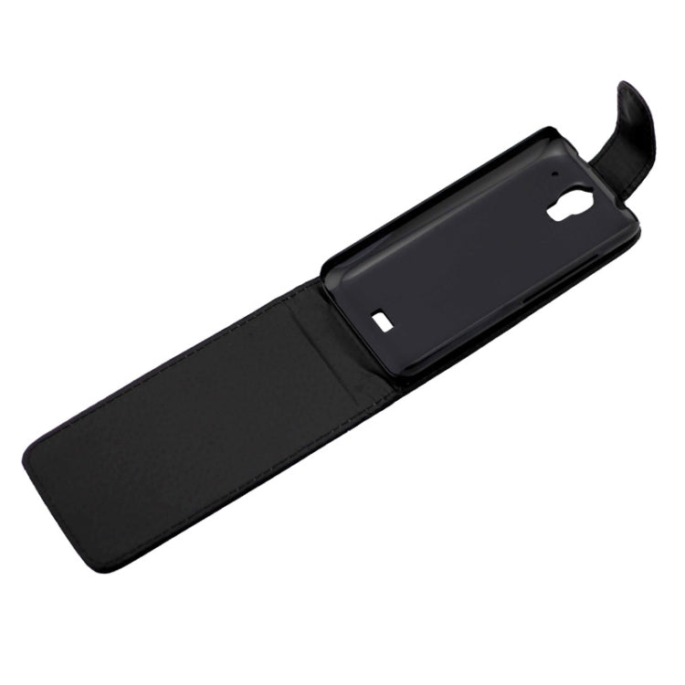 Vertical Flip Magnetic Button Leather Case for Huawei Ascend Y360(Black)