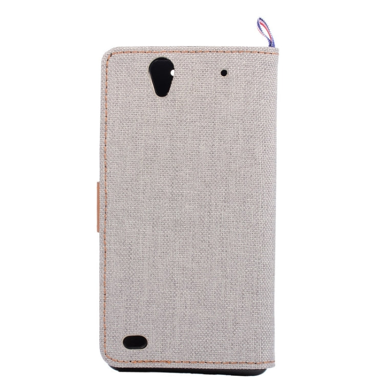 Denim Fabric Leather Case with Holder & Card Slots for Sony Xperia C4