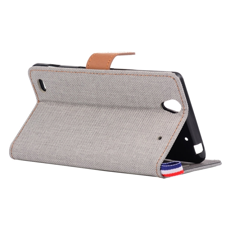Denim Fabric Leather Case with Holder & Card Slots for Sony Xperia C4