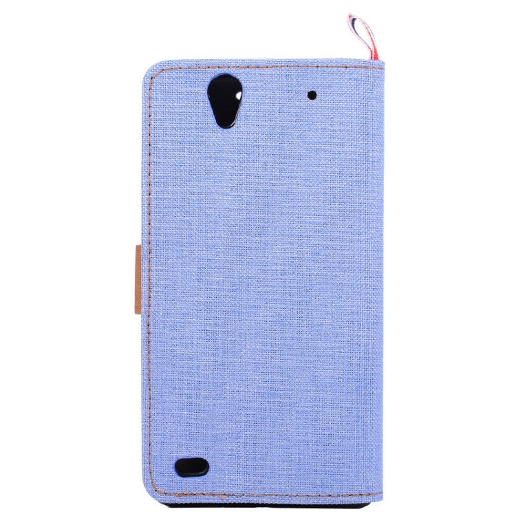Denim Fabric Leather Case with Holder & Card Slots for Sony Xperia C4