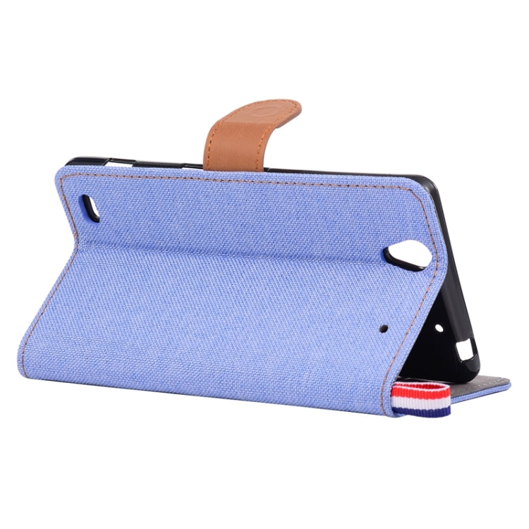 Denim Fabric Leather Case with Holder & Card Slots for Sony Xperia C4