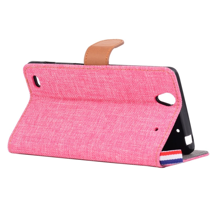 Denim Fabric Leather Case with Holder & Card Slots for Sony Xperia C4