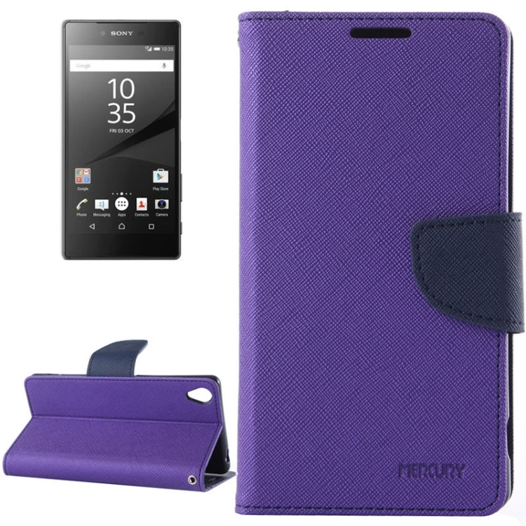 Cross Texture Leather Case with Holder & Card Slots & Wallet for Sony Xperia Z5