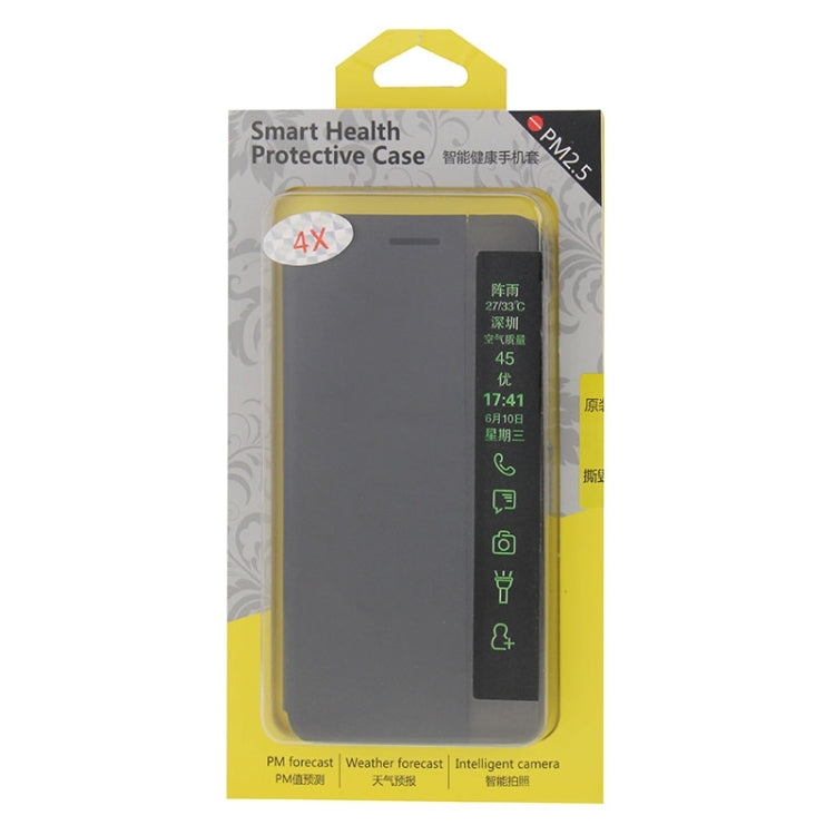 Horizontal Flip Smart Health Leather Protective Case with Display Window for Huawei Honor Play 4X(Black)