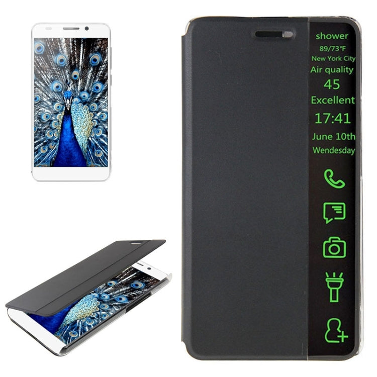Horizontal Flip Smart Health Leather Protective Case with Display Window for Huawei Honor 6 Plus(Black)