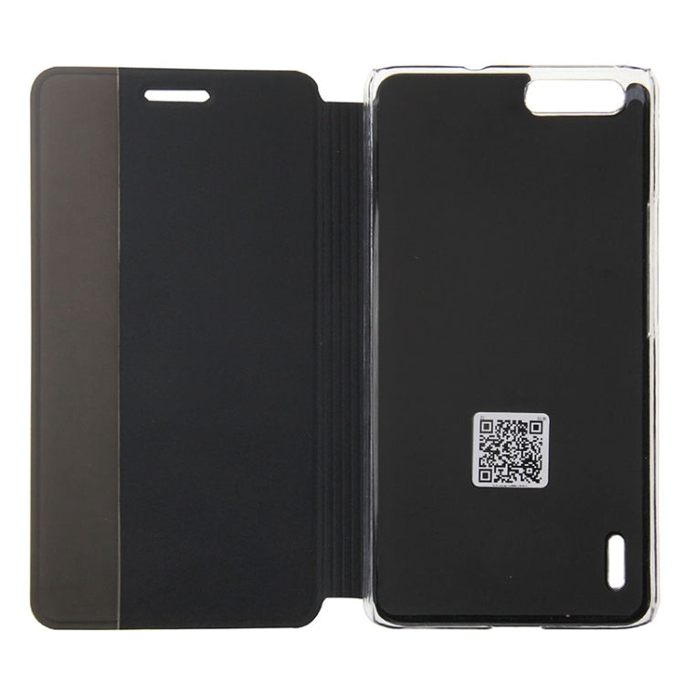 Horizontal Flip Smart Health Leather Protective Case with Display Window for Huawei Honor 6 Plus(Black)