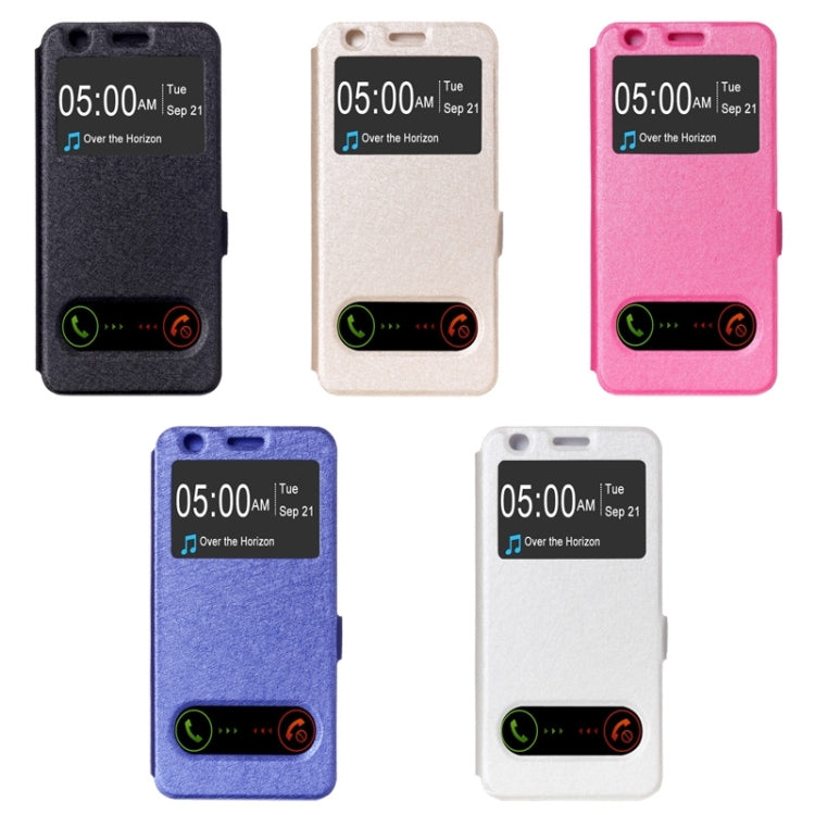 Silk Texture Horizontal Flip Leather Case with Caller ID Display & Holder for Lenovo A916