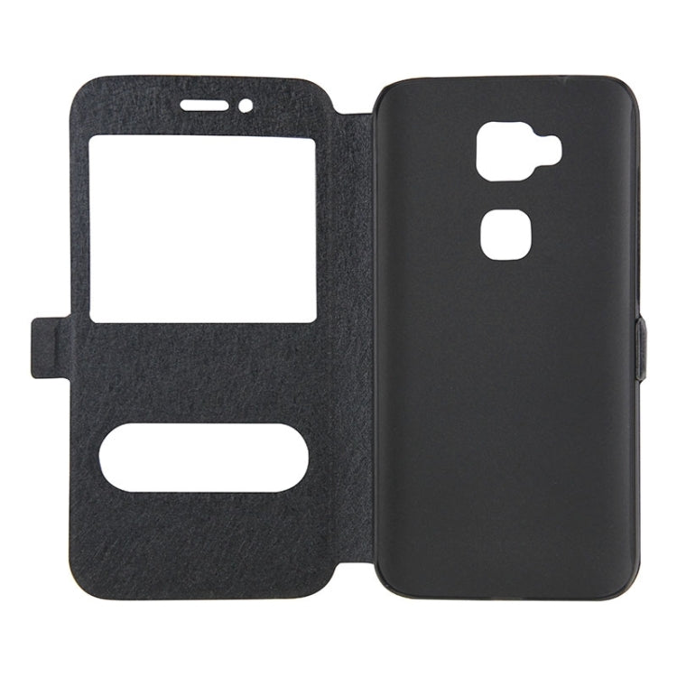 Silk Texture Horizontal Flip Solid Color Magnetic Snap Leather Case with Call Display ID & Holder for Huawei D199