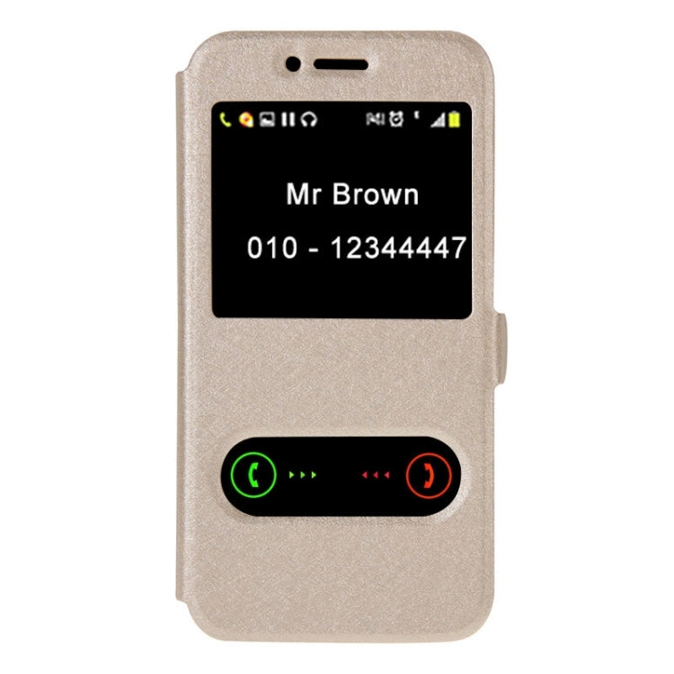 Silk Texture Horizontal Flip Solid Color Magnetic Snap Leather Case with Call Display ID & Holder for Huawei D199