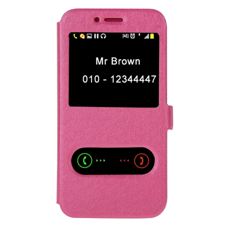 Silk Texture Horizontal Flip Solid Color Magnetic Snap Leather Case with Call Display ID & Holder for Huawei D199