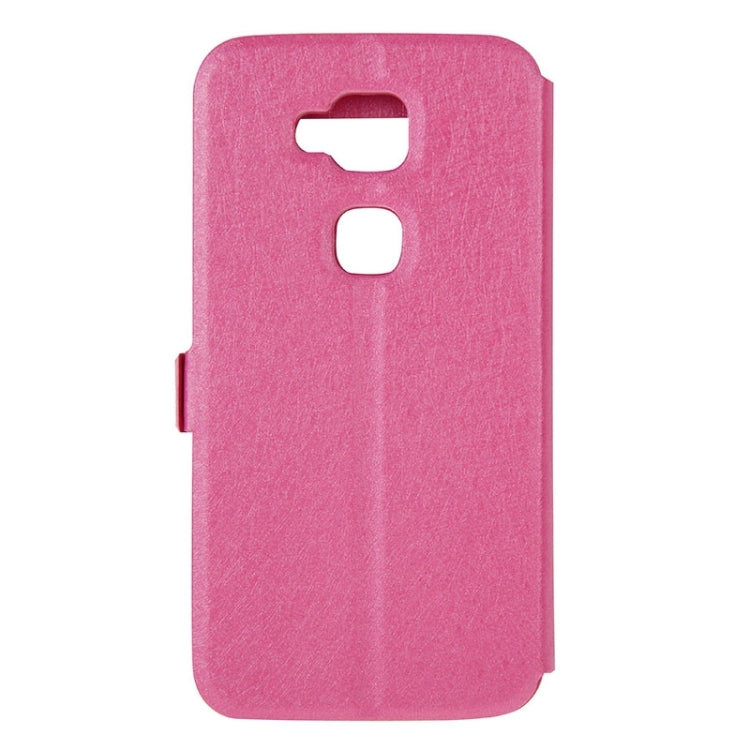 Silk Texture Horizontal Flip Solid Color Magnetic Snap Leather Case with Call Display ID & Holder for Huawei D199