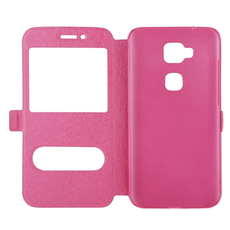 Silk Texture Horizontal Flip Solid Color Magnetic Snap Leather Case with Call Display ID & Holder for Huawei D199