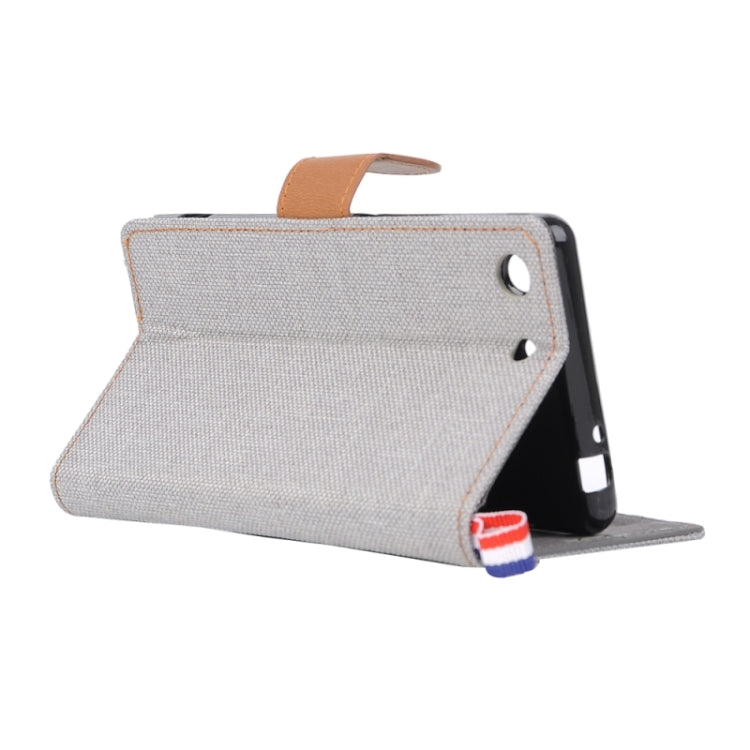 Denim Fabric Leather Case with Holder & Card Slots for Sony Xperia M5