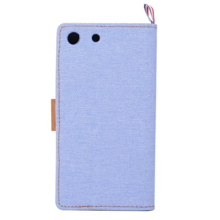 Denim Fabric Leather Case with Holder & Card Slots for Sony Xperia M5