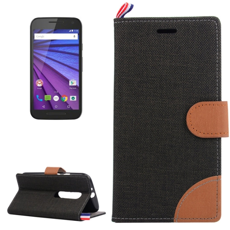 Denim Surface Horizontal Flip Leather Case with Card Slots & Holder for Motorola Moto G(3rd Gen.)