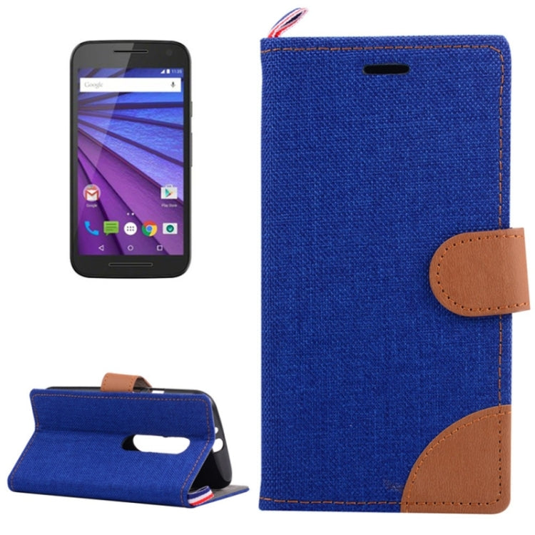 Denim Surface Horizontal Flip Leather Case with Card Slots & Holder for Motorola Moto G(3rd Gen.)