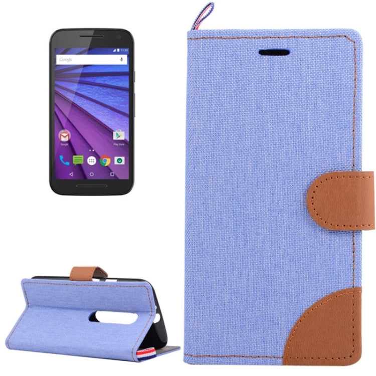 Denim Surface Horizontal Flip Leather Case with Card Slots & Holder for Motorola Moto G(3rd Gen.)