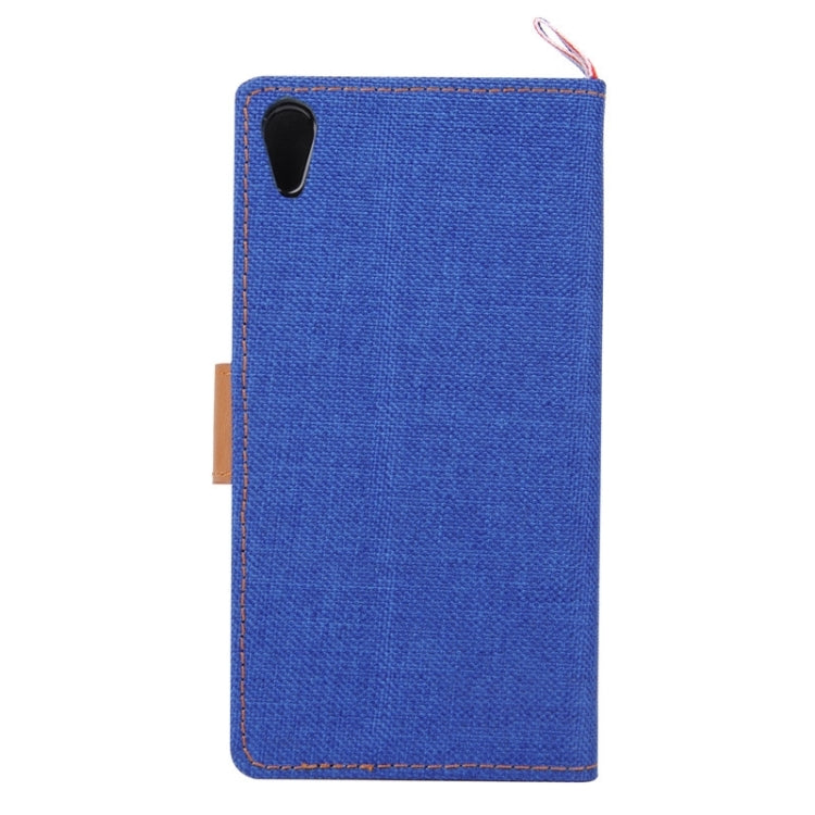 Denim Surface Horizontal Flip Leather Case with Card Slots & Holder for Sony Xperia Z5