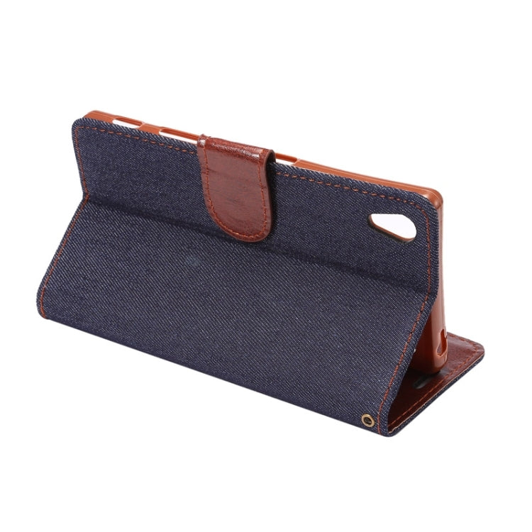 Denim Texture Horizontal Flip Leather Case with Holder & Card Slots for Sony Xperia Z5