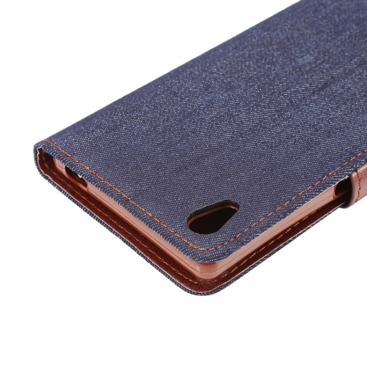 Denim Texture Horizontal Flip Leather Case with Holder & Card Slots for Sony Xperia Z5