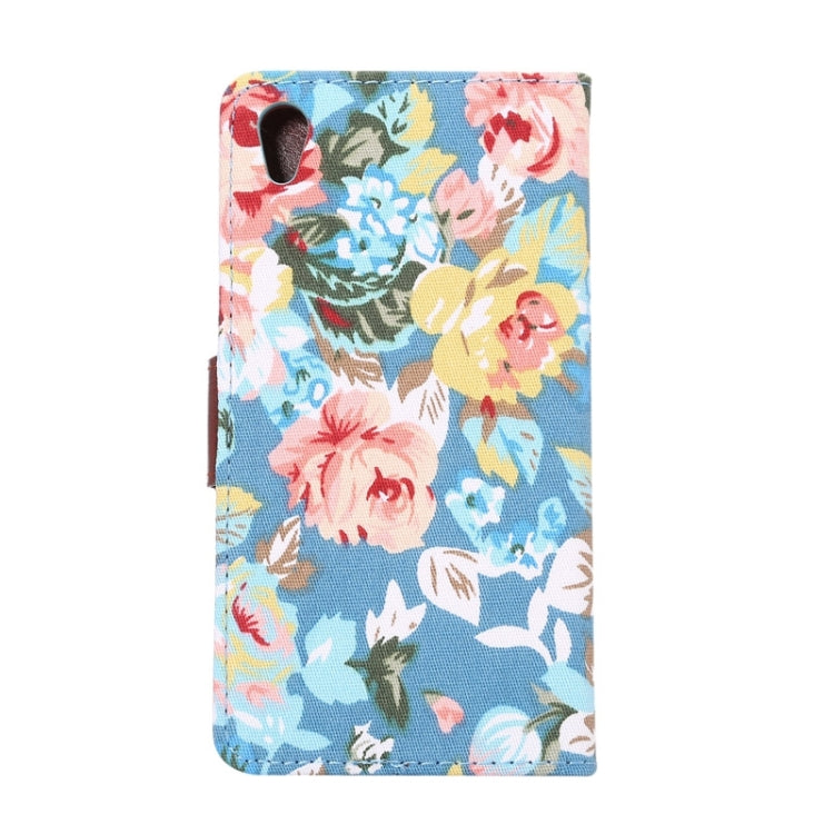 Flower Pattern Cloth Texture Horizontal Flip Leather Case with Holder & Card Slots for Sony Xperia Z5