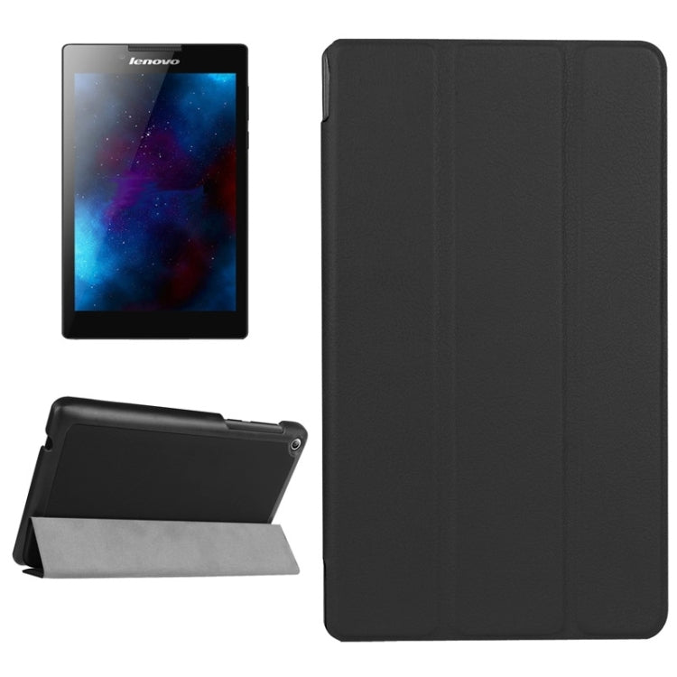 Karst Texture Horizontal Flip Solid Color Leather Case with Three-Folding Holder for Lenovo Tab 2 A7-20F