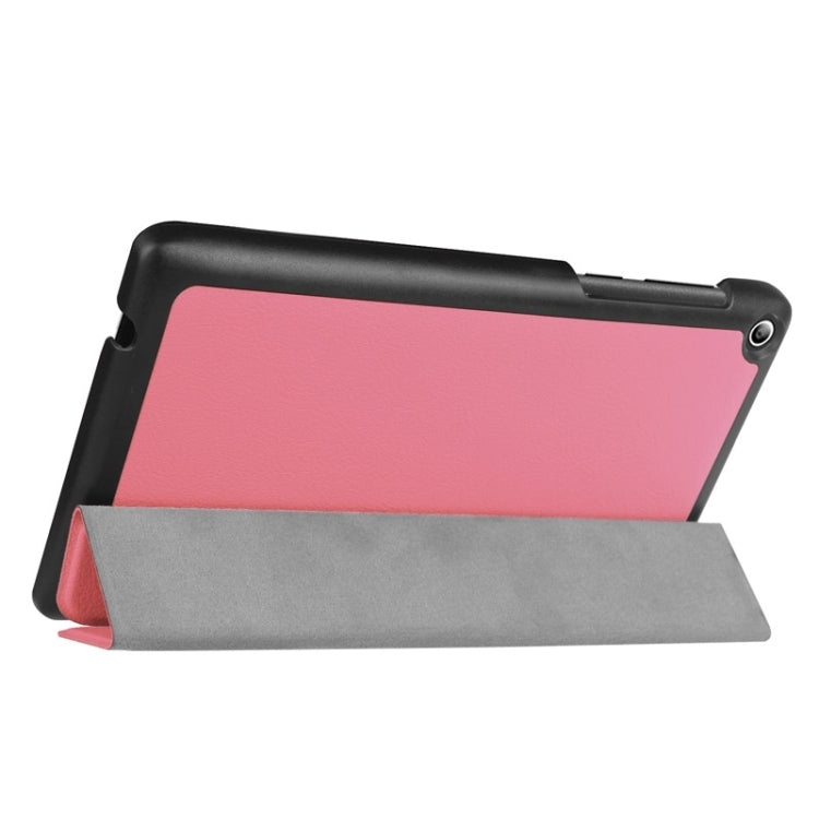 Karst Texture Horizontal Flip Solid Color Leather Case with Three-Folding Holder for Lenovo Tab 2 A7-20F