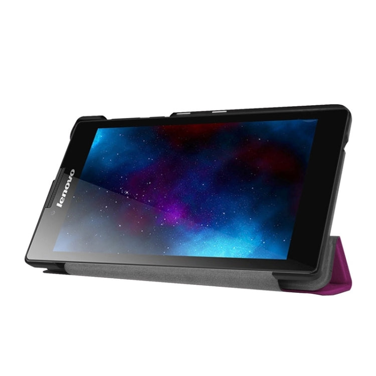 Karst Texture Horizontal Flip Solid Color Leather Case with Three-Folding Holder for Lenovo Tab 2 A7-20F