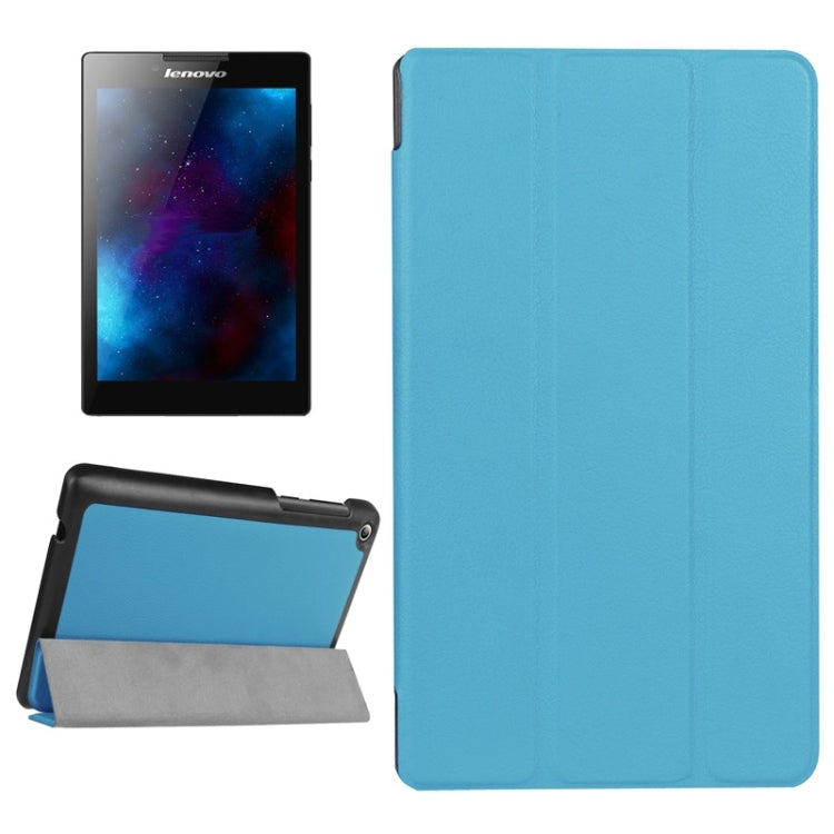 Karst Texture Horizontal Flip Solid Color Leather Case with Three-Folding Holder for Lenovo Tab 2 A7-20F