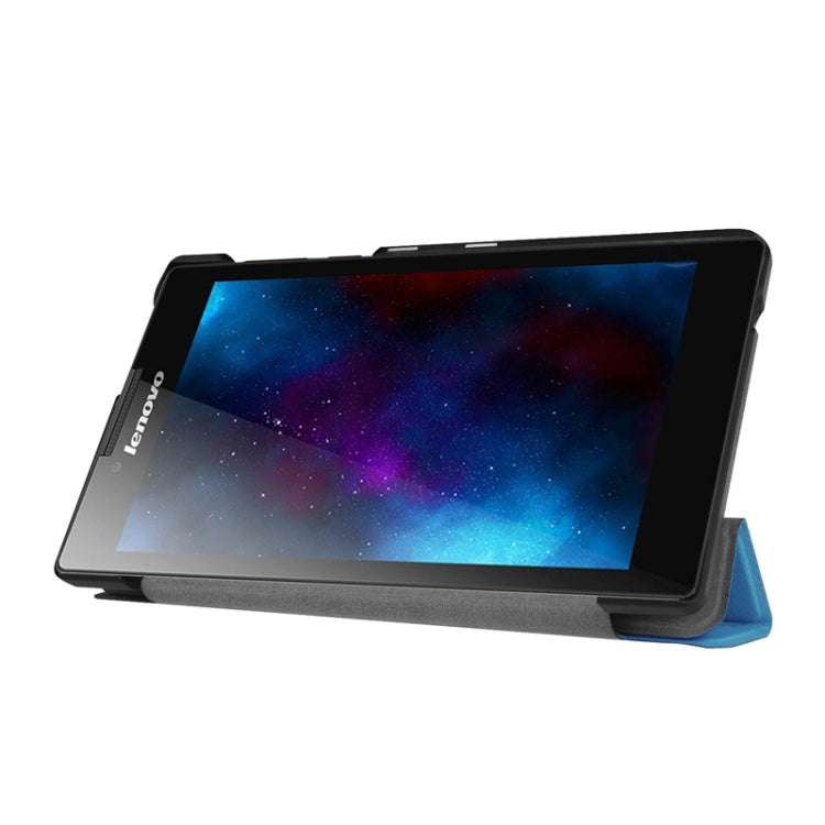 Karst Texture Horizontal Flip Solid Color Leather Case with Three-Folding Holder for Lenovo Tab 2 A7-20F