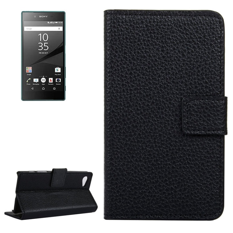 Litchi Texture Horizontal Flip Leather Case with Holder & Card Slots & Wallet for Sony Xperia Z5 Compact