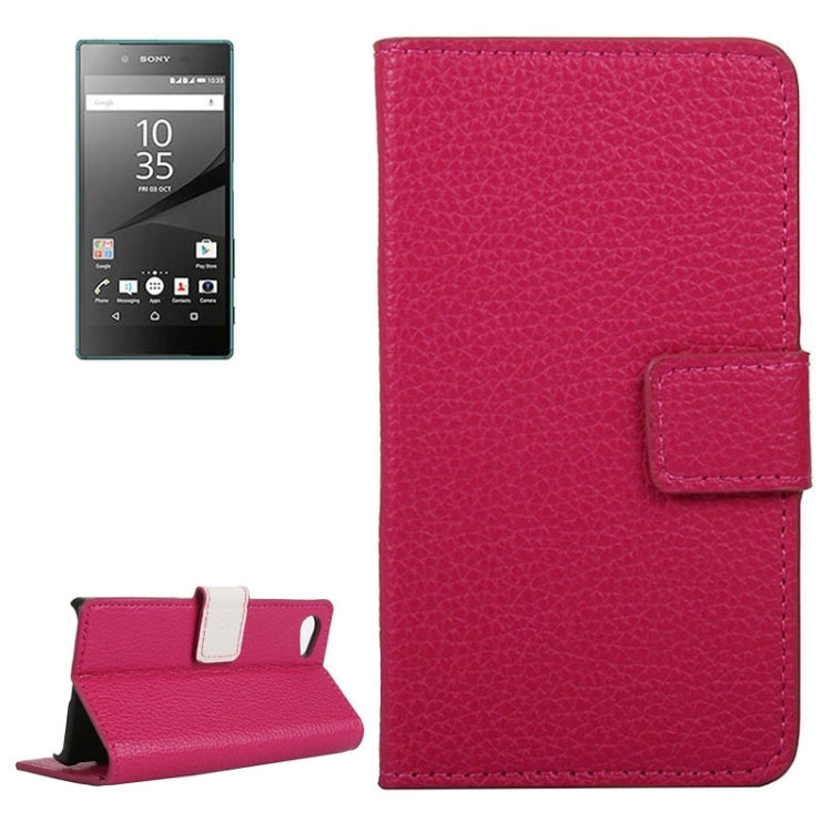 Litchi Texture Horizontal Flip Leather Case with Holder & Card Slots & Wallet for Sony Xperia Z5 Compact