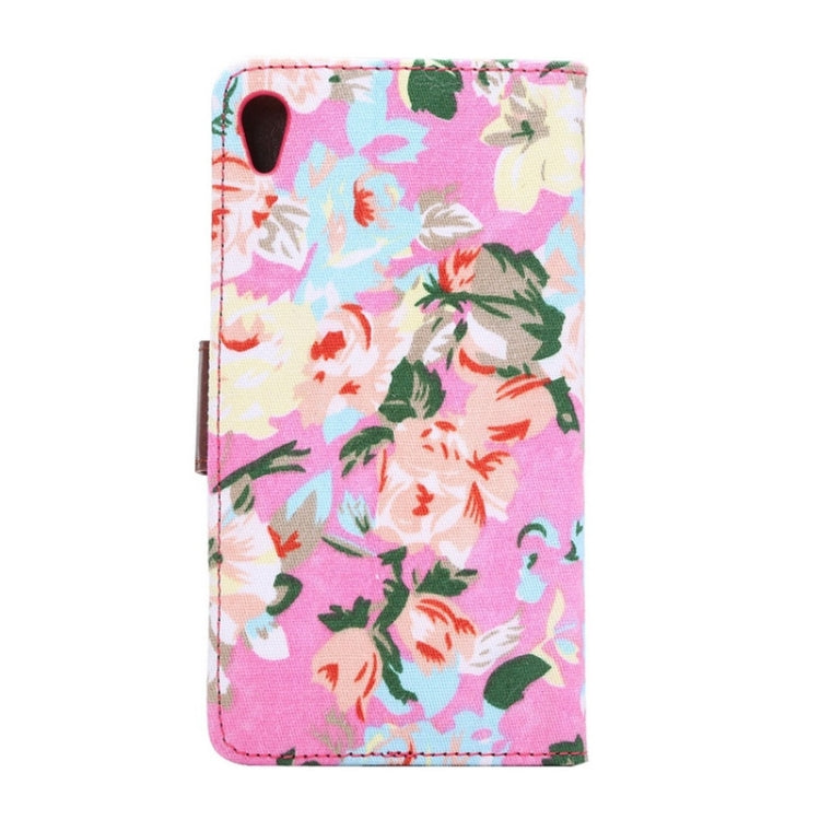 Flower Pattern Cloth Texture Horizontal Flip Magnetic Buckle Leather Case with Card Slots & Holder for Sony Xperia Z3+