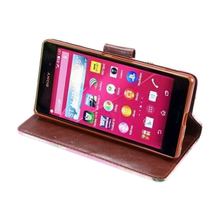 Flower Pattern Cloth Texture Horizontal Flip Magnetic Buckle Leather Case with Card Slots & Holder for Sony Xperia Z3+