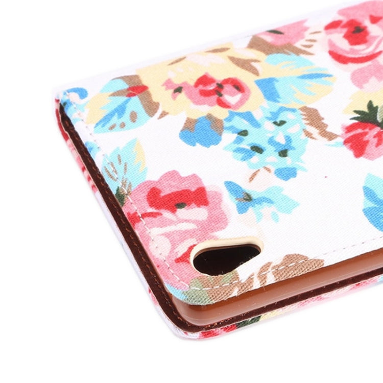 Flower Pattern Cloth Texture Horizontal Flip Magnetic Buckle Leather Case with Card Slots & Holder for Sony Xperia Z3+