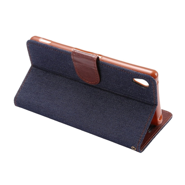 Denim Texture Horizontal Flip Magnetic Buckle Leather Case with Card Slots & Holder for Sony Xperia Z3+