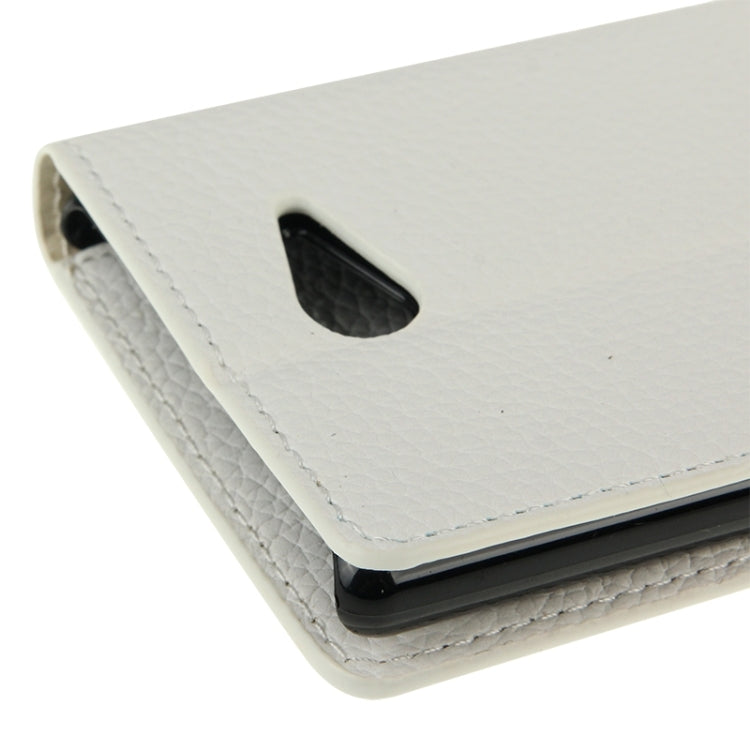 Litchi Texture Leather Case with Holder & Card Slots & Wallet for Sony Xperia M2(White)