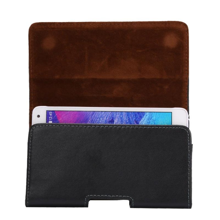 5.5 inch Horizontal Style Genuine Leather Waist Bag with Back Splint for Huawei Honor 7i / Honor 6 Plus / P8 / N3 / N2 / N1 & Sony Xperia Z5 / Z4 / Z2 / Z1(Black)
