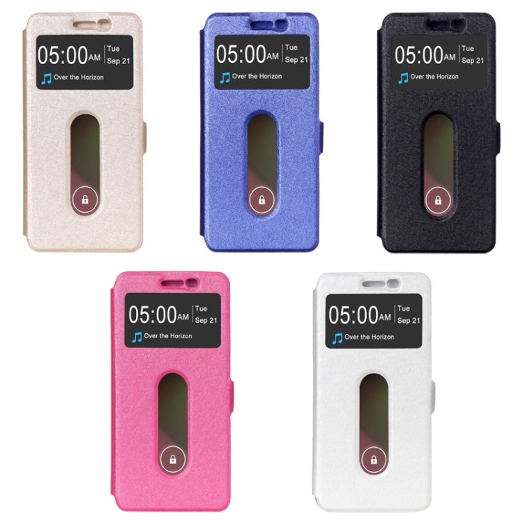 Silk Texture Horizontal Flip Leather Case with Caller ID Display & Holder for Lenovo Golden Warrior A8 / A806