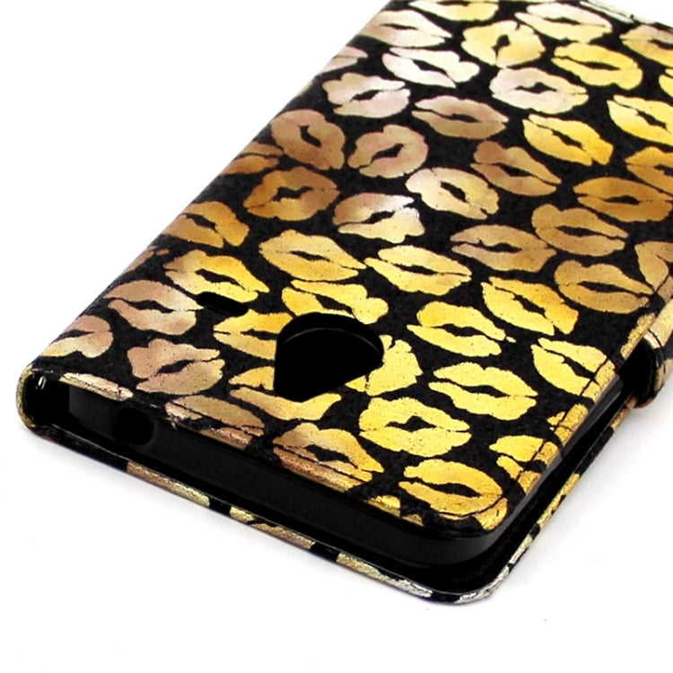 Goden Lips Pattern Leather Case with Holder & Card Slots & Wallet for Microsoft Lumia 640 XL
