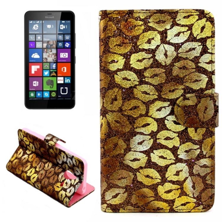 Goden Lips Pattern Leather Case with Holder & Card Slots & Wallet for Microsoft Lumia 640 XL