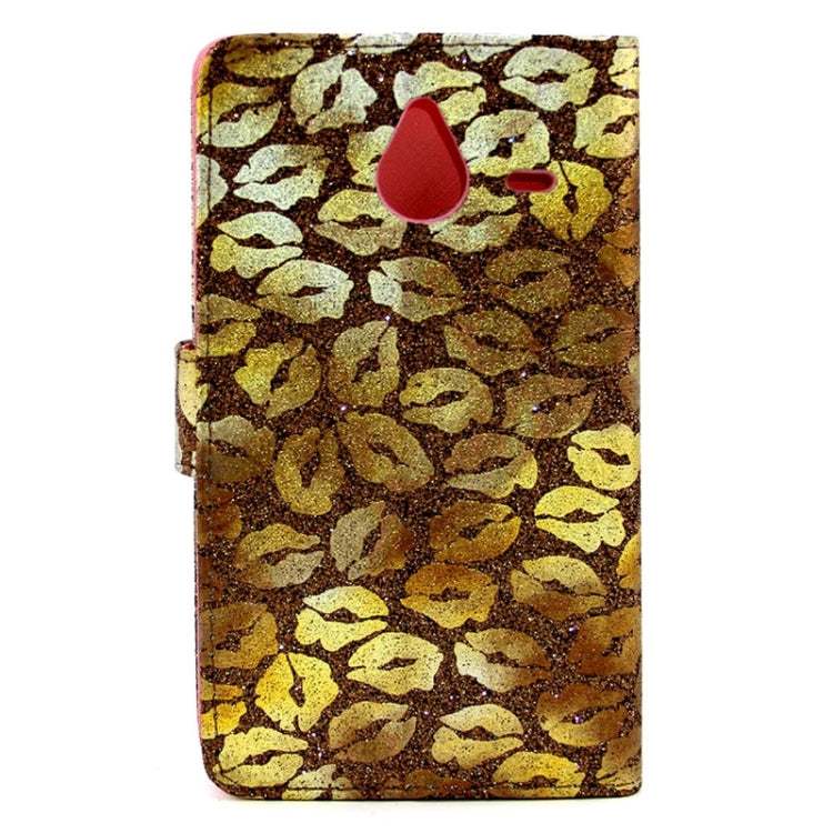 Goden Lips Pattern Leather Case with Holder & Card Slots & Wallet for Microsoft Lumia 640 XL