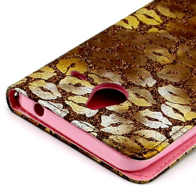 Goden Lips Pattern Leather Case with Holder & Card Slots & Wallet for Microsoft Lumia 640 XL