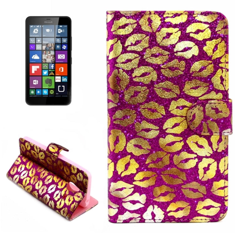 Goden Lips Pattern Leather Case with Holder & Card Slots & Wallet for Microsoft Lumia 640 XL