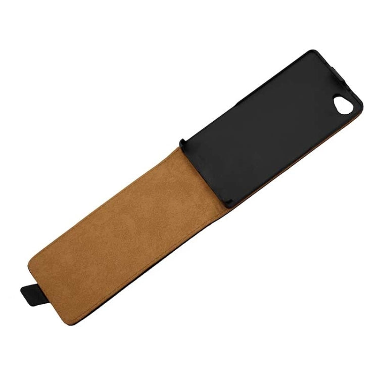 Khaki Lining Vertical Flip Magnetic Buckle PU Leather Case for Sony Xperia Z5 Compact / Z5 mini / E5803 / E5823(Black)