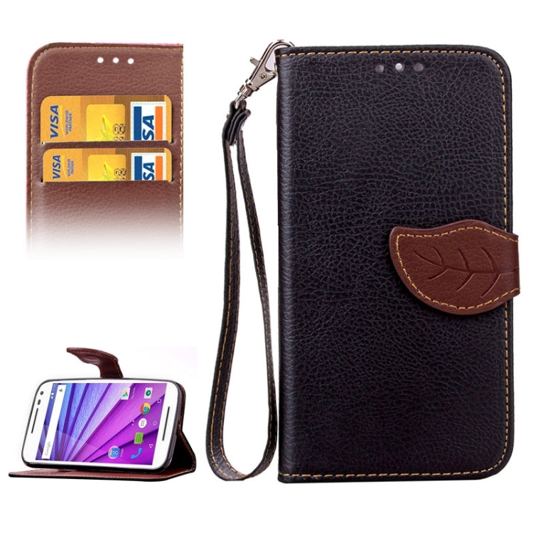 Litchi Texture Leaf Buckle Horizontal Flip Leather Case with Card Slots & Holder & Wallet & Lanyard for Motorola Moto G(3rd Gen.)