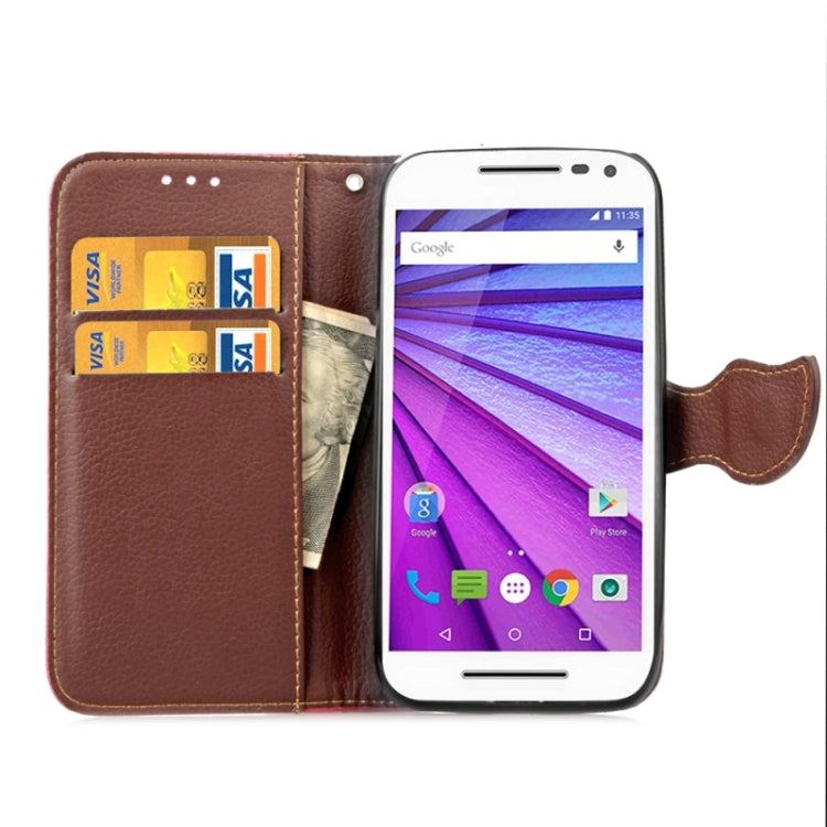 Litchi Texture Leaf Buckle Horizontal Flip Leather Case with Card Slots & Holder & Wallet & Lanyard for Motorola Moto G(3rd Gen.)