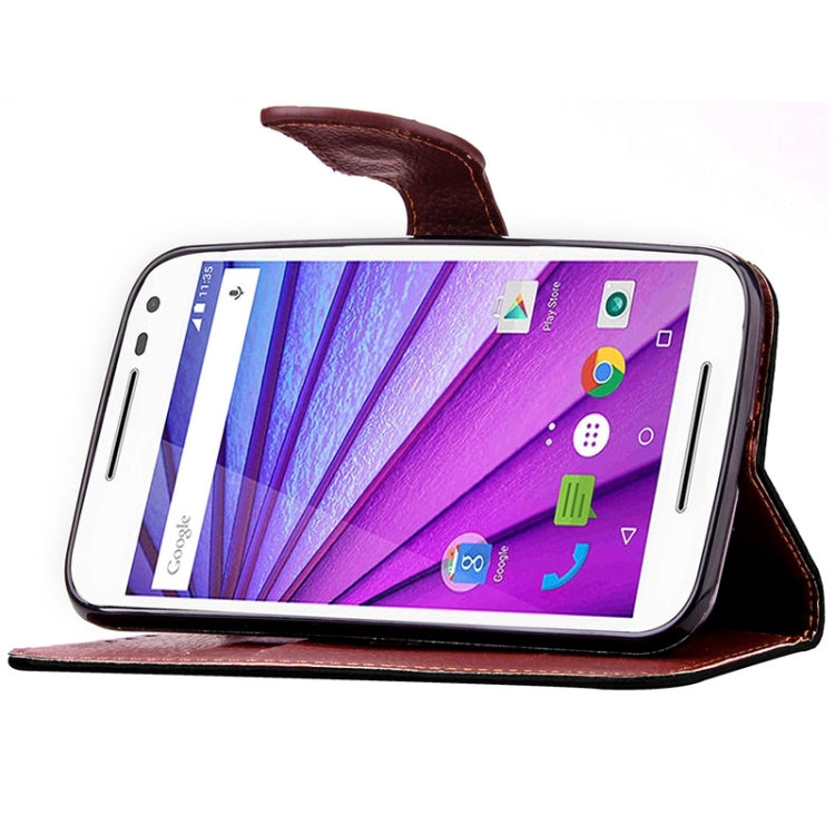 Litchi Texture Leaf Buckle Horizontal Flip Leather Case with Card Slots & Holder & Wallet & Lanyard for Motorola Moto G(3rd Gen.)