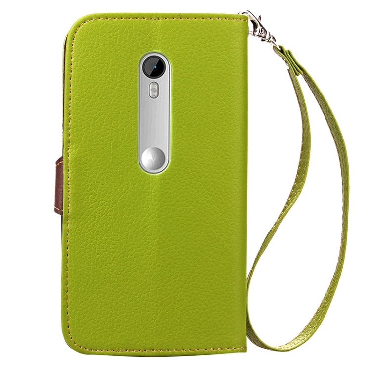 Litchi Texture Leaf Buckle Horizontal Flip Leather Case with Card Slots & Holder & Wallet & Lanyard for Motorola Moto G(3rd Gen.)